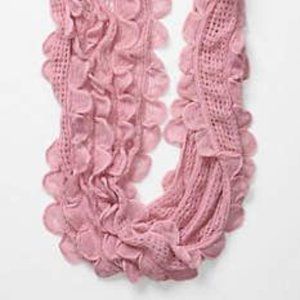 Anthropologie Pink Knit Scallop Infinity Scarf